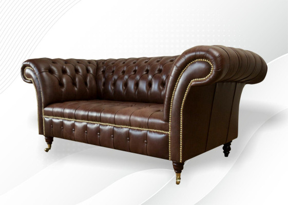 Chesterfield Velvet Designer Sofa 2 Seater Couch Textile Leather Suite Brown new