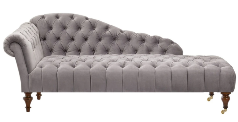 Chaise Longue Classic Furniture Beige Living room Sofa Fabric Chesterfield