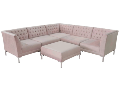 Pink Corner sofa Stool Chesterfield Sofas Furniture xxl Big Textill Fabric Sofas 2pcs