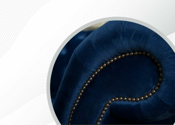 Design Sofa 4 Seater Couch Textile Upholstery Blue Classic Sofas Chesterfield new