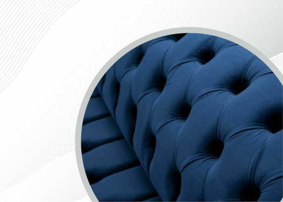 Design Sofa 4 Seater Couch Textile Upholstery Blue Classic Sofas Chesterfield new