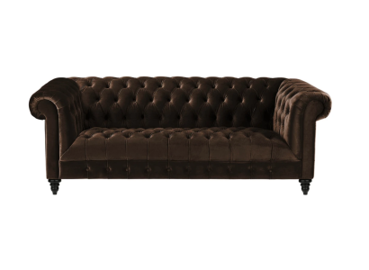 Brown Velvet Couch Luxury Upholstery Chesterfield Furniture Sofa with Buttons Three Seater