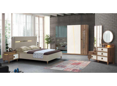 Design Bedroom 5 pcs. Set Bed Bedside tables Chest of drawers Wardrobe Complete