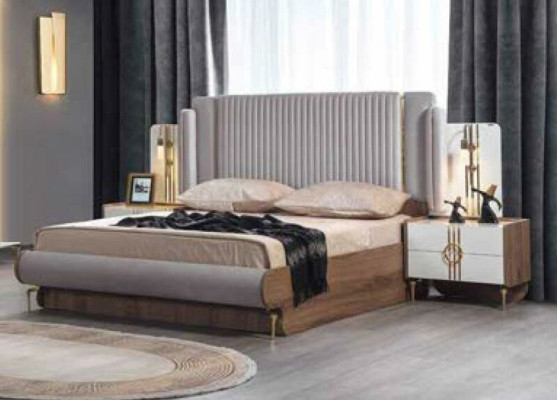 Complete e Bedroom Luxury Furniture Bed Wardrobe Chest of drawers Bedside table Wood 5pcs.