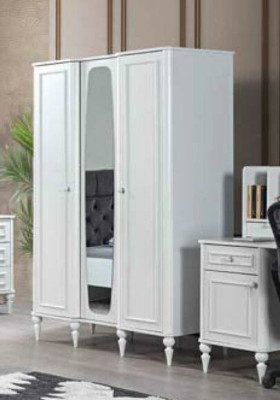 Modern elegance: White bedroom set on delicate legs