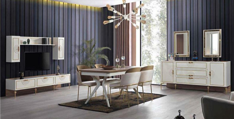 Dining room Suite Dining table 4x Chair Chest of drawers Group Table 8pcs. set