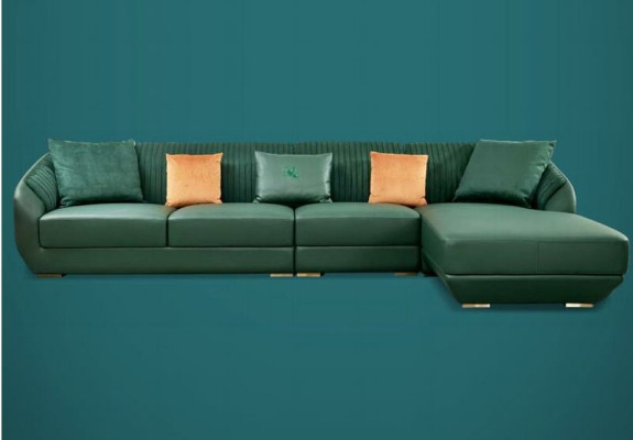 Corner sofa Dark Green Living landscape Couch Corner suite Leather Creative Furniture Design