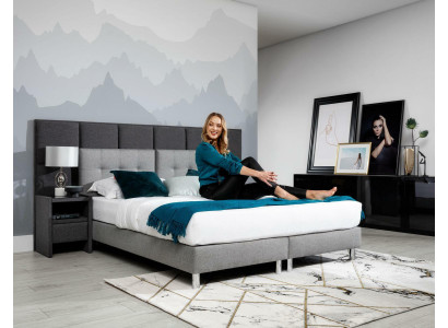 Designer Bed Bedroom Beds Textile Leather Hotel Luxury Upholstery Velvet Gray new