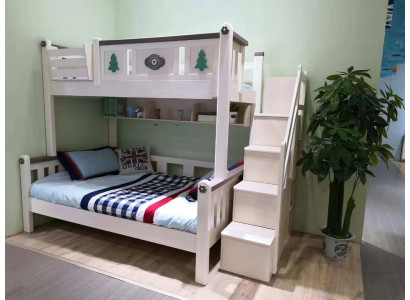 Modern Bunk Beds Children Boy Girl Ladder Wardrobe High Wood Bed