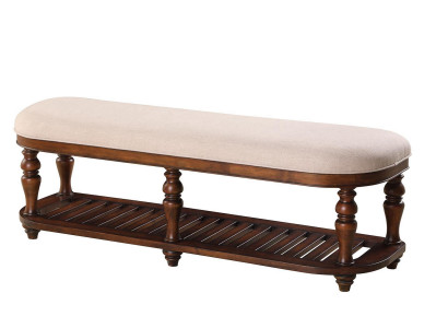 Stool Upholstered Stool Foot Furniture Living Benches Seat Leather Beige Design Textile