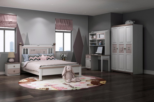 Complete Jugendzimmer Childrens room Set Bed Wardrobe Chest of drawers White 5pcs new
