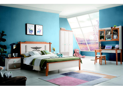 Suite Set Bed Bedside table Chest of drawers Design Bedroom 5 pcs. Complete and new