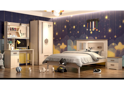 Children's room youth room set bed wardrobe bedside table desk 4 pieces