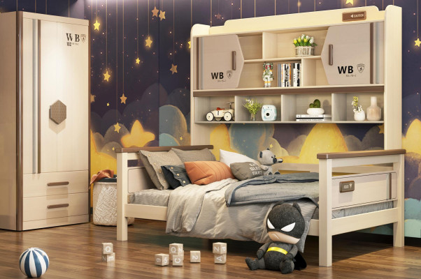 Childrens room 2-piece set loft bed wardrobe high gloss youth room furniture new