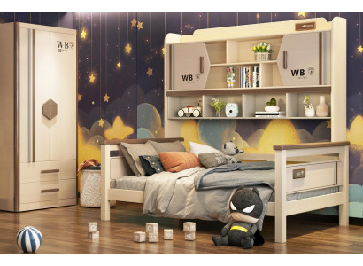 Childrens room 2-piece set loft bed wardrobe high gloss youth room furniture new