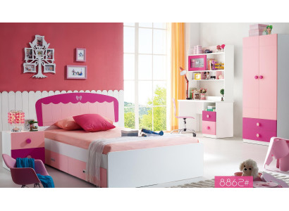 Set Table Bed Wardrobe Chest of drawers 4pcs Complete Youth Room Childrens room