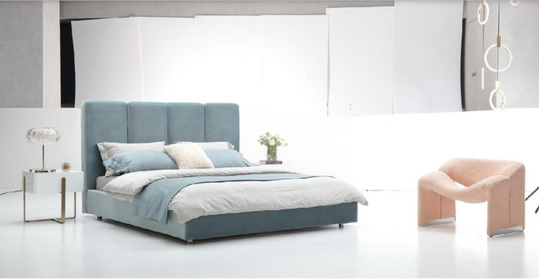 Bedroom 3 pcs. Set Bed 2x Bedside table Console Upholstery Beds Double Hotel