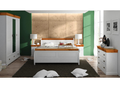 Landhfrom  Bed Wardrobe Bedside table Bedroom Complete Wood Set 5pcs new