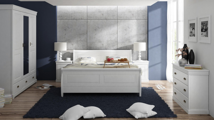 Furniture Bedroom Set Design Bed 2x Bedside table Chest of drawers Wardrobe new 5tlg