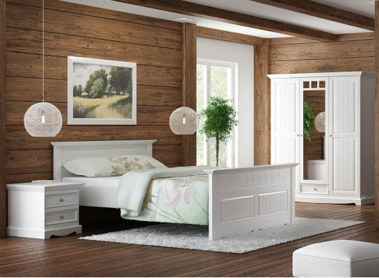 Bauern Bed Real wood Beds 180x200c Wooden bed Bedroom Furniture White Country House