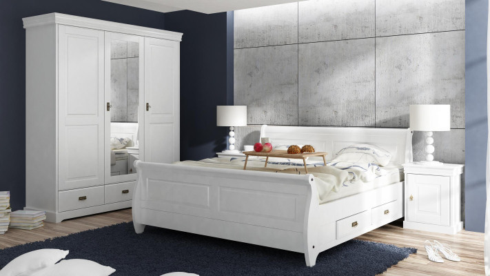 Bedroom Set Bed Bedside table Wardrobe Hotel Beds Wood Design 4-piece.