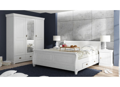 Bedroom Set Bed Bedside table Wardrobe Hotel Beds Wood Design 4-piece.