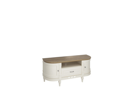 Elegant white TV wardrobe made from natural wood: functionality and style for your interior