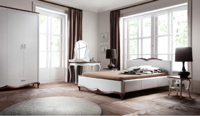 Double bed Chesterbett Bed Beds Upholstery Textile Classic Wood Bedroom new
