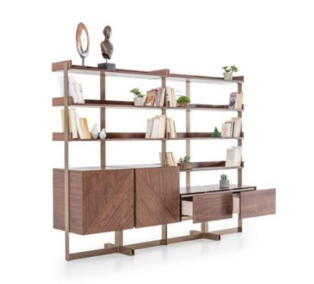 Modern Display case Living room Furniture Shelf Standing Shelf Real wood Furniture Brown Shelves