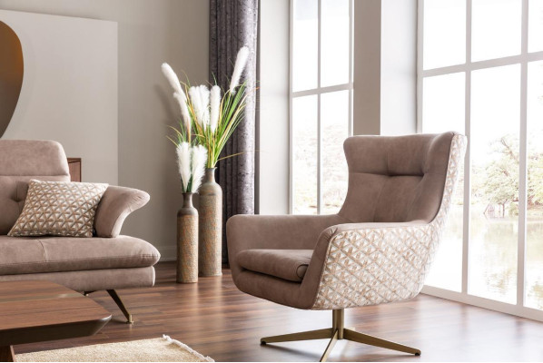 Modern armchair wing chair luxury cocktail chair beige imitation leather new