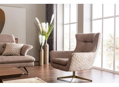 Modern armchair wing chair luxury cocktail chair beige imitation leather new