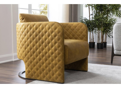 Armchair Wing Chair Cocktail Chair Seater Modern Imitation Leather Yellow Design