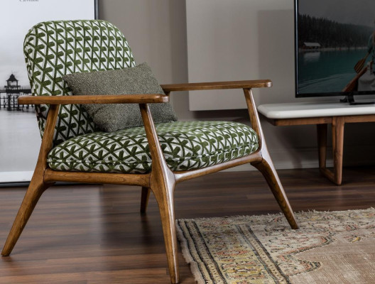 Armchair Wing Chair Cocktail Chair Seater Modern Design Gray Fabric Green
