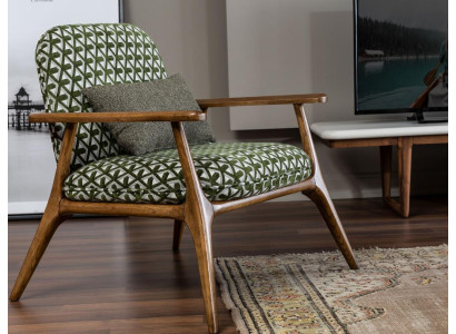 Armchair Wing Chair Cocktail Chair Seater Modern Design Gray Fabric Green