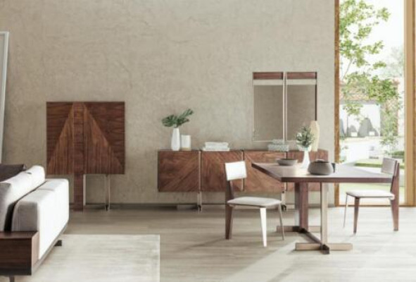 Brown Dining table Designer Tables Table + 4x armchair Furniture 5 pieces. set