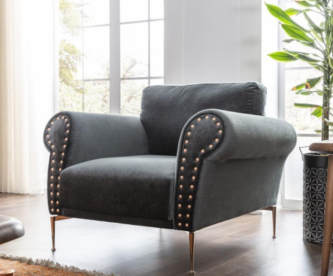 Armchair Wing Chair Cocktail Chair Seater Modern Design Blue Fabric Seat