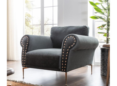 Armchair Wing Chair Cocktail Chair Seater Modern Design Blue Fabric Seat