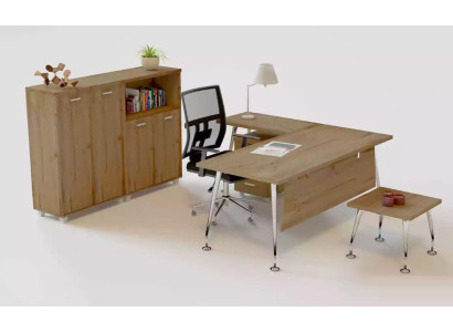 Wood Office Set Corner desk Chest of drawers 2x Filing cabinet Coffee table 4-piece set