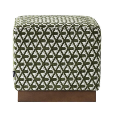 Stool Puff Footstool Green-White Upholstered Stool Fabric Seat