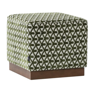 Stool Puff Footstool Green-White Upholstered Stool Fabric Seat