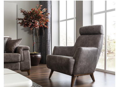 Luxury Armchair Wing Chair Modern Cocktail Chair Gray Leather Brand New