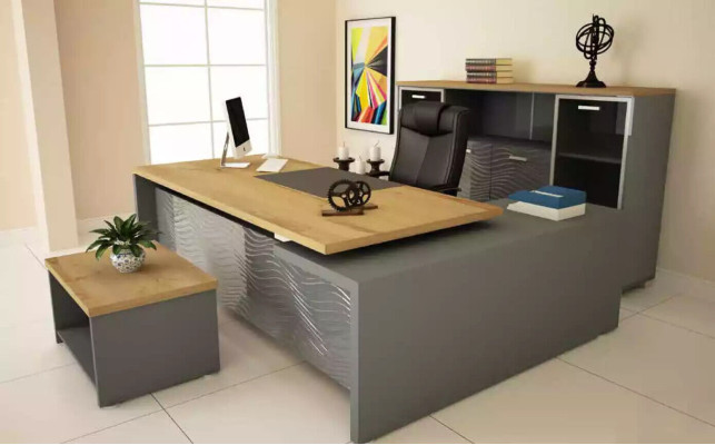 High-quality, modern office set made from robust wood in an elegant style