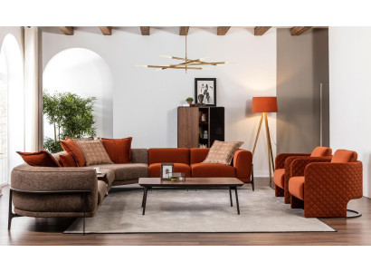 Modern Corner sofa L-shape Couch Fabric sofas stainless steel Living room furniture new