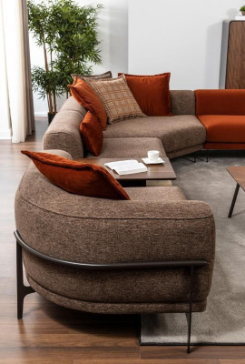 Modern Corner sofa L-shape Couch Fabric sofas stainless steel Living room furniture new
