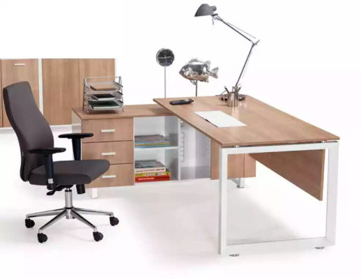 Corner table from Wood brown exclusive modern office furniture in the study room