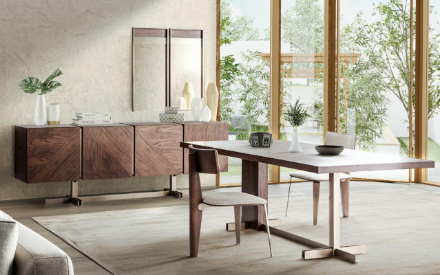 Dining room Dining table Group Chairs Sideboard 8-piece Wood Table Brown Dining set