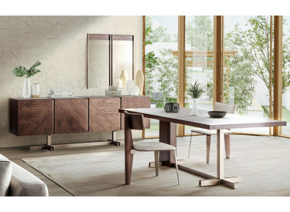 Dining room Dining table Group Chairs Sideboard 8-piece Wood Table Brown Dining set