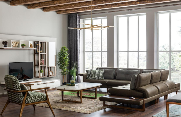 Stylish L-shaped corner sofa in a modern and luxurious style