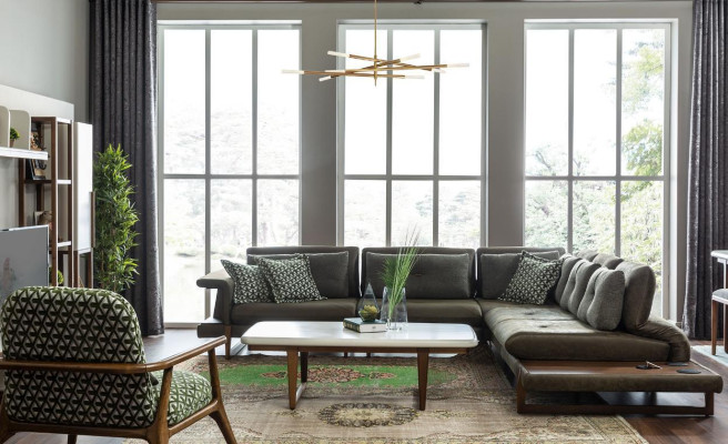 Stylish L-shaped corner sofa in a modern and luxurious style