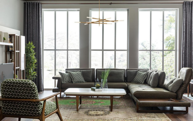 Stylish L-shaped corner sofa in a modern and luxurious style